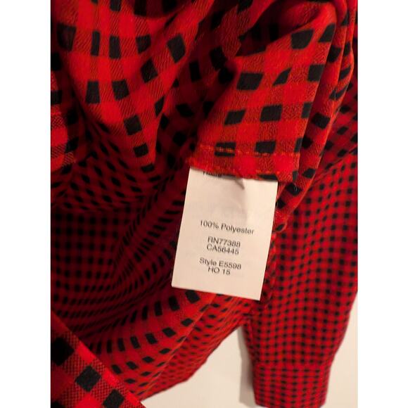 J. Crew Factory Plaid Check Long Sleeve Front Placket Top Size XS Red Black - Picture 5 of 7